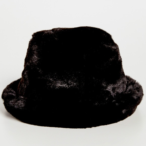 NWOT Adrienne Landau plush faux fur bucket hat Color: Black - Picture 1 of 3